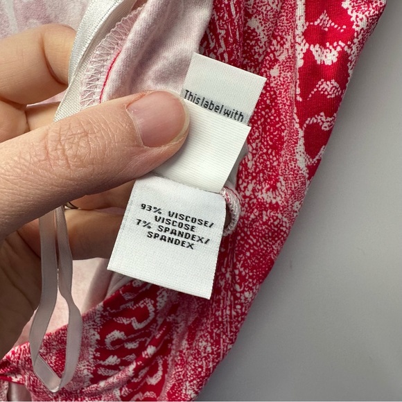 Diane Von Furstenberg DVF Red Pink White Sleeveless Wrap Tie Dress Size 6 - Picture 7 of 12